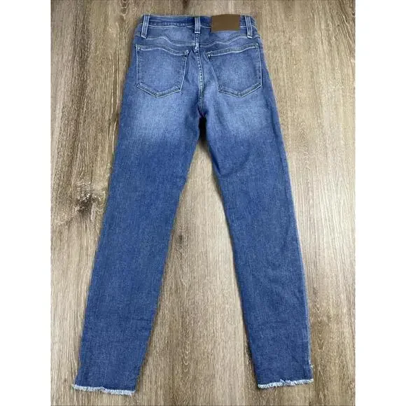 J. Crew Mercantile High Rise Straight Button Fly Jeans Women's 25 Destroyed Hem - Picture 10 of 10